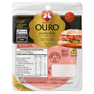 Mortadela Ouro Fatiada Defumada 200g Perdigão