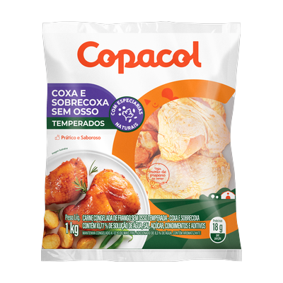 Coxa e Sobrecoxa s/osso c/Pele Temperada 1Kg